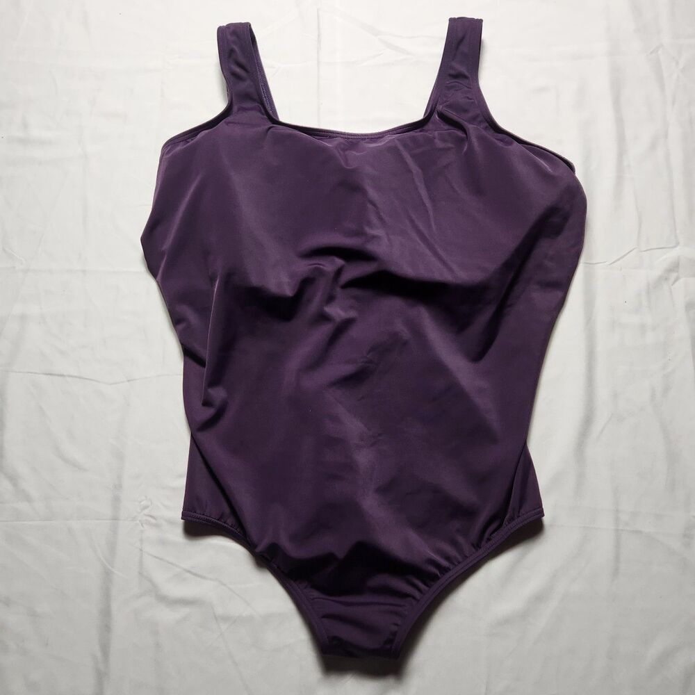 Lands End Womens 22W DDD Chlorine Resistant Scoop Neck Soft Cup 1 Piece Purple